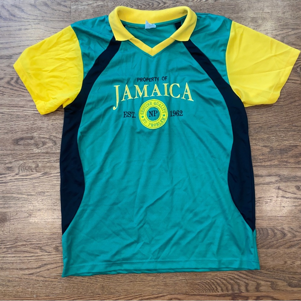 Tropix Jamaica Short Sleeve Collared Jersey Men’s Size XL Green Yellow Shirt